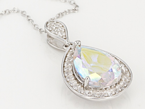 5.21ct Mercury Mist® Topaz With .45ctw White Topaz Rhodium Over Silver Pendant With Chain