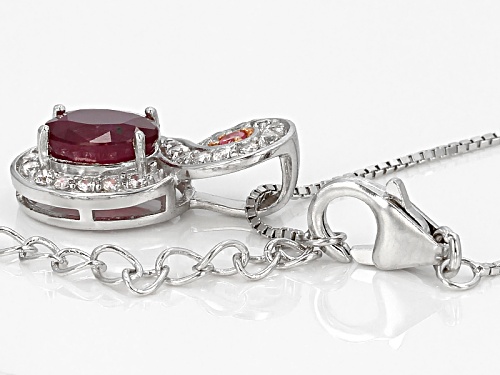 1.55ct Oval Mahaleo® Ruby With .46ctw White Zircon And .03ct Pink Spinel Silver Slide With Chain