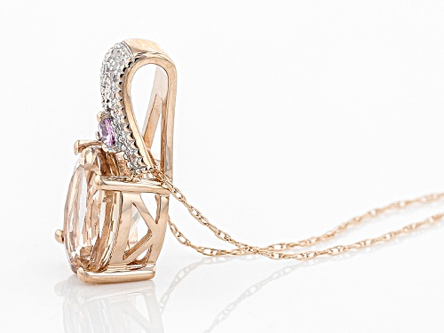 2.25ct Cor-De-Rosa Morganite™, .13ctw Pink Sapphire & White Zircon 10k Rose Gold Pendant W/Chain