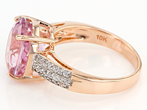4.75ct Oval Pink Kunzite And .16ctw Round White Zircon 10k Rose Gold Ring. - Size 7