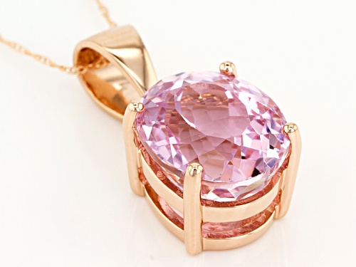 4.75ct Oval Pink Kunzite 10k Rose Gold Solitaire Pendant With Chain.