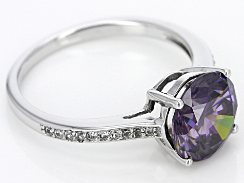 3.69ct Purple Strontium Titanate with .16ctw White Zircon 10K White Gold Ring. - Size 11