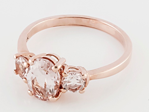1.30ctw Oval And Round Cor-De-Rosa Morganite™ 10k Rose Gold Ring - Size 12