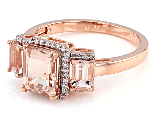 1.75ctw Emerald Cut Cor-De-Rosa Morganite™ With .17ctw White Diamonds 10k Rose Gold Ring - Size 3