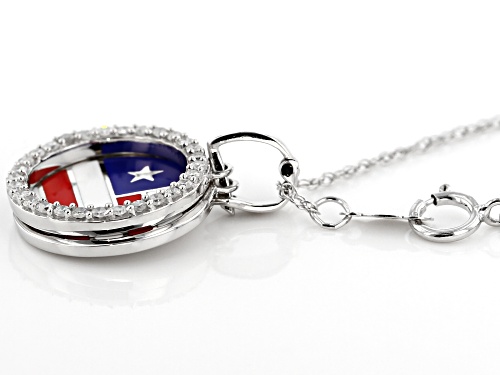 .25ctw Round White Diamond Rhodium over Sterling Silver Flag Pendant with Chain