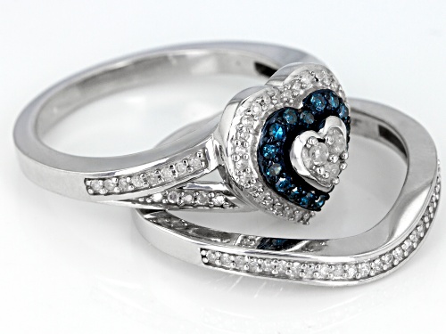 0.40ctw Round Blue Velvet™ And White Diamond Rhodium Over Sterling Silver Ring - Size 8
