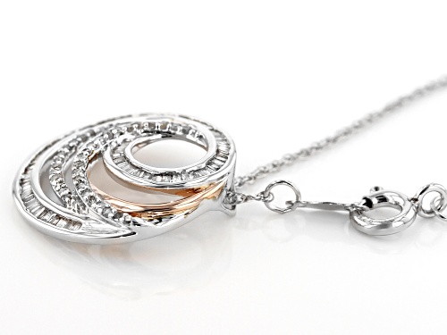 .50ctw Round And Baguette Diamond Rhodium and  14k Rose Gold Over Sterling Silver Pendant With Chain