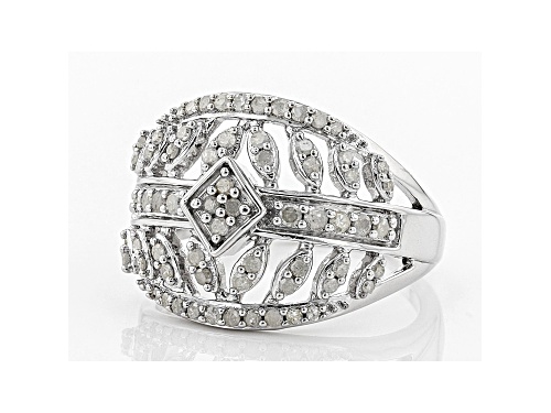 0.55ctw Round White Diamond Rhodium Over Sterling Silver Ring - Size 7