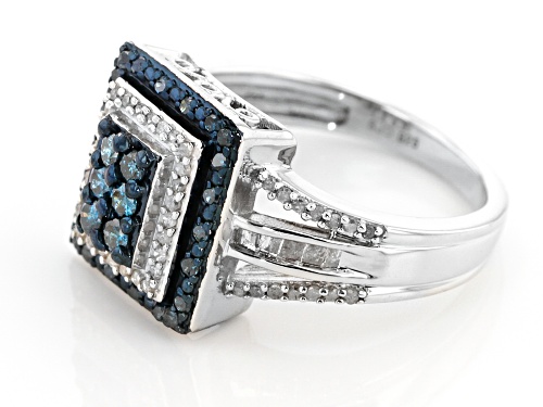Blue Velvet Diamonds® .60ctw Blue And White Diamond Rhodium Over Sterling Silver Ring - Size 7