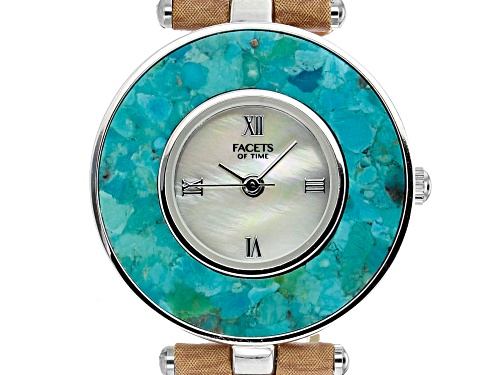 Facets Of Time™ fancy cut Turquoise Mop Dial Sterling Silver Watch