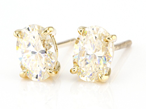 1.90ctw Oval Strontium Titanate 10K Yellow Gold Stud Earrings