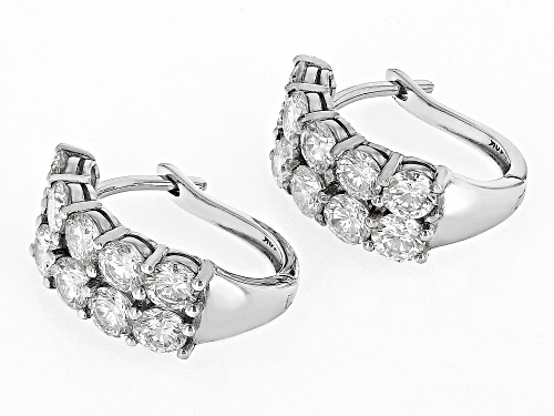 7.00ctw Round Strontium Titanate Rhodium Over 10K White Gold Hoop Earrings