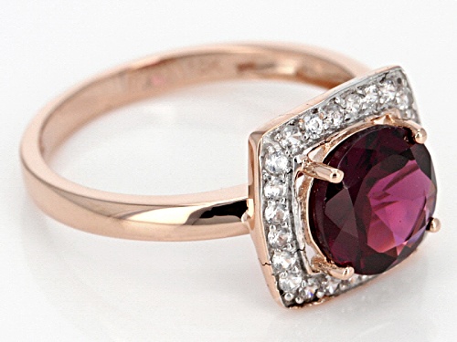 2.04ct Round Grape Color Garnet With .30ctw Round White Zircon 10k Rose Gold Ring. - Size 6