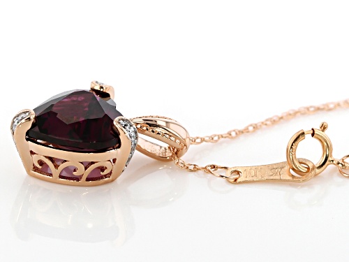 2.89ct Heart Shape Grape Color Garnet With .05ctw White Zircon 10k Rose Gold Pendant With Chain