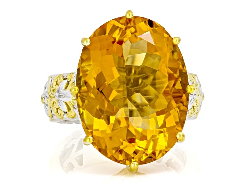 17.73ct Rio Grande Citrine Rhodium & 24k Yellow Gold Over Palladium Sterling Silver Ring - Size 9