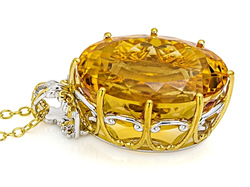35.82ct Rio Grande Citrine Rhodium & 24k Gold Over Palladium Sterling Silver Pendant With Chain