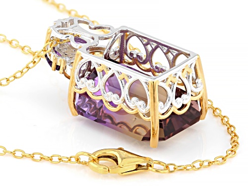 23.67ctw Ametrine, Citrine, Amethyst & Zircon Rhodium/24k Gold Over Palladium Silver Pendant/Chain