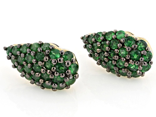 2.00ctw Tsavorite Rhodium & 24k Gold Over Palladium Sterling Silver Earrings