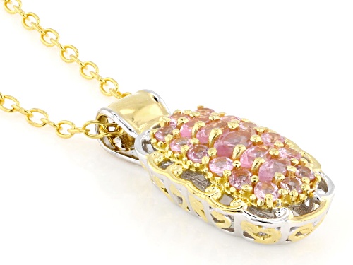 1.07ctw Pink Spinel Rhodium And 24k Gold Over Palladium Sterling Silver Pendant With Chain