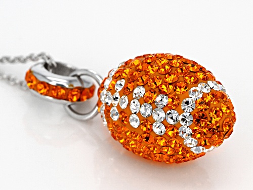 Crystal Orange And White Football Necklace