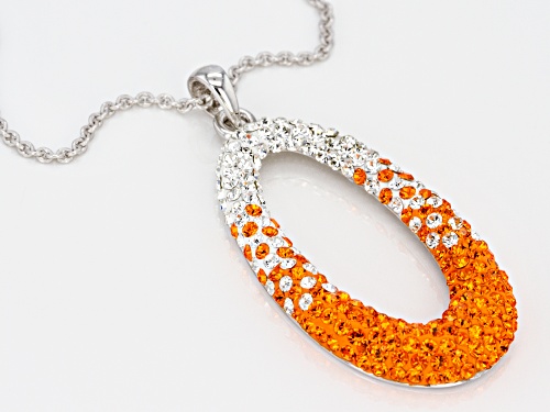 Preciosa Crystal Orange And White Oval Necklace