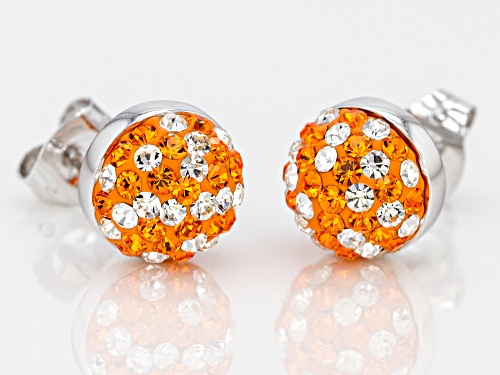 Crystal Orange And White Stud Earrings