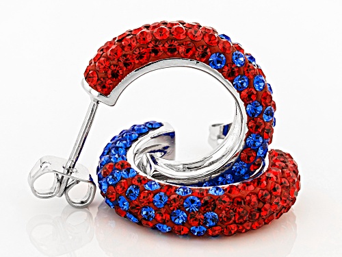 Preciosa Crystal Red And Blue Hoop Earrings