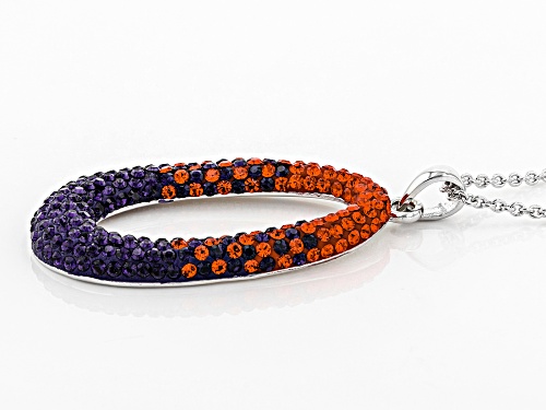 Preciosa Crystal Orange And Purple Oval Pendant With Chain