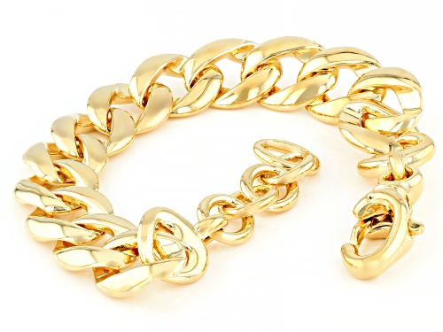 14k Yellow Gold Electroform 13mm Graduated Curb Link Bracelet - Size 7.25