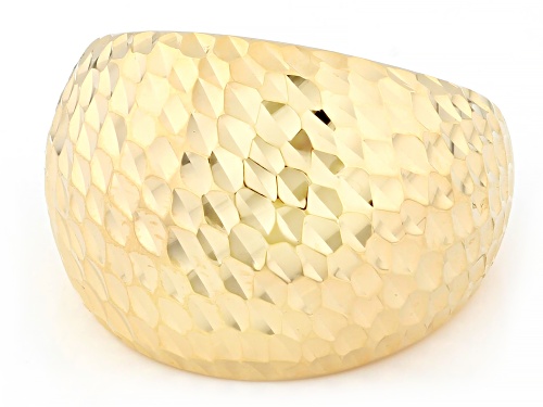 14k Yellow Gold Electroform Diamond Cut Dome Ring - Size 8