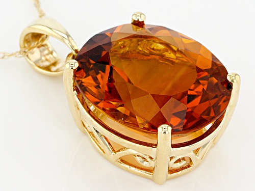 5.31ct Oval Madeira Citrine Solitaire 10k Yellow Gold Pendant With Chain