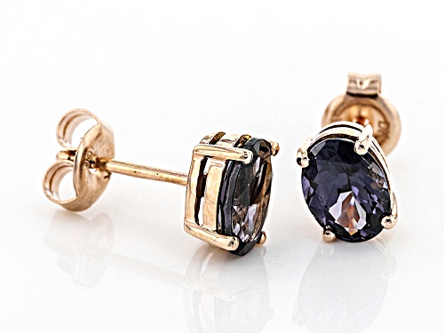 1.2ctw Oval Purple Spinel Solitaire 10k Rose Gold Stud Earrings.