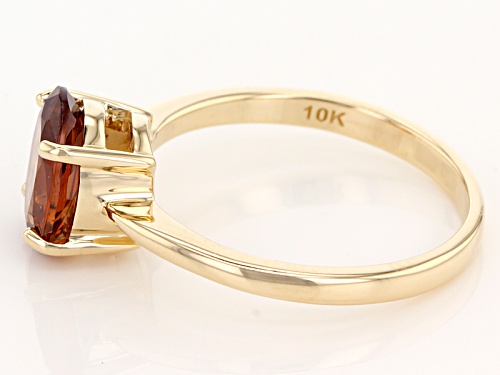 1.87ct Oval Malaya Garnet Solitaire 10k Yellow Gold Ring - Size 7