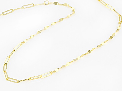 Splendido Oro™ 14k Yellow Gold Paperclip & Valentino Station Link 20 Inch Chain - Size 20