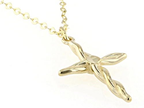 Splendido Oro™ 14k Yellow Gold Twisted Cross Pendant 18 Inch Necklace - Size 18