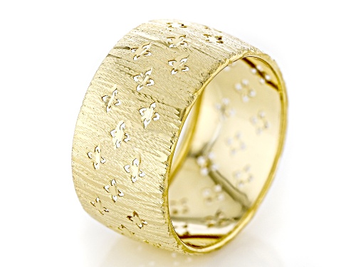 Stefano Oro® 14k Yellow Gold 10.5mm Clover Pattern Band Ring - Size 7