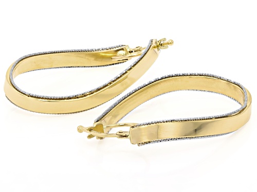 14k Yellow & White Gold Wavy Hoop Earrings