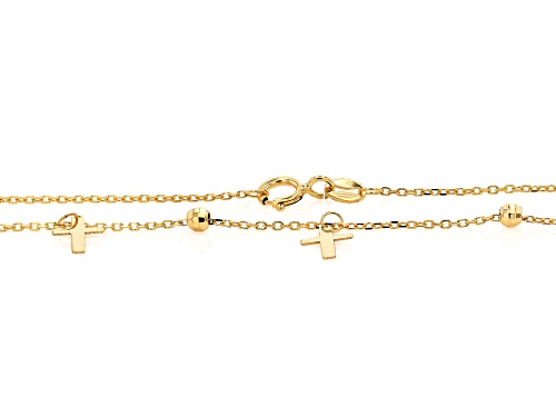 Stefano Oro® 14k Yellow Gold Bead and Cross Station Necklace - Size 18
