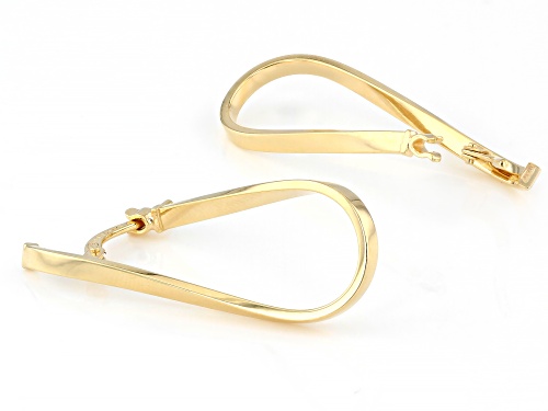 Oro Divino 14k Yellow Gold with Sterling Silver Core Twisted Oval Hoop Earrings