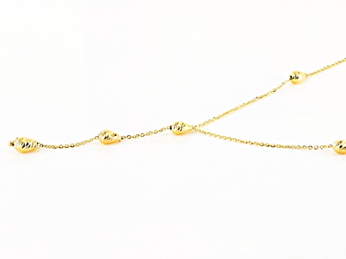 Splendido Oro™ 14k Yellow Gold Diamond Cut Bead Drop 18 Inch Plus 2 Inch Extender Necklace - Size 18