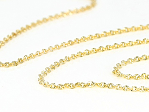 14k Yellow Gold Glitter Rolo 18 Inch Chain Necklace - Size 18