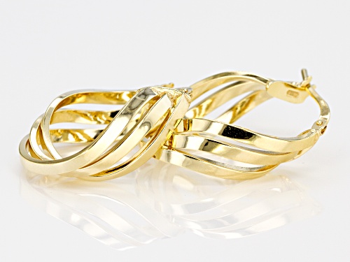 Splendido Oro™ Divino 14k Yellow Gold with Sterling Silver Core Three-Strand Tube Hoop Earrings