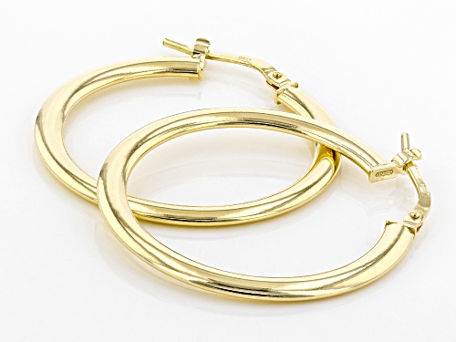 Splendido Oro™ Divino 14k Yellow Gold With a Sterling Silver Core Domed Tube Hoop Earrings