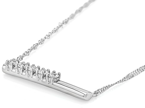 0.70ctw Round White Zircon Rhodium Over Sterling Silver Bar Necklace - Size 18