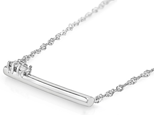 0.28ctw Round White Zircon Rhodium Over Sterling Silver Bar Necklace - Size 18