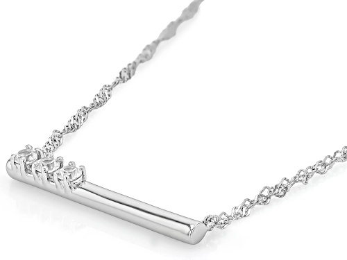 0.55ctw Round White Zircon Rhodium Over Sterling Silver Bar Necklace - Size 18