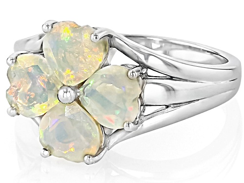 1.62ctw Heart Shape Ethiopian Opal Rhodium Over Sterling Silver Ring - Size 7