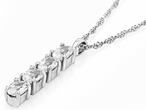 1.40ctw Round White Zircon Rhodium Over Sterling Silver Pendant with Chain