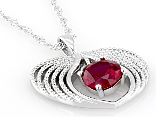 2.24ct Round Lab Created Ruby Rhodium Over Sterling Silver Pendant with Chain
