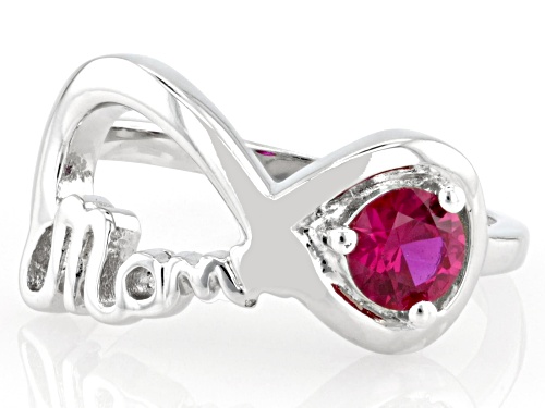 0.55ct Round Lab Created Ruby Rhodium Over Sterling Silver 